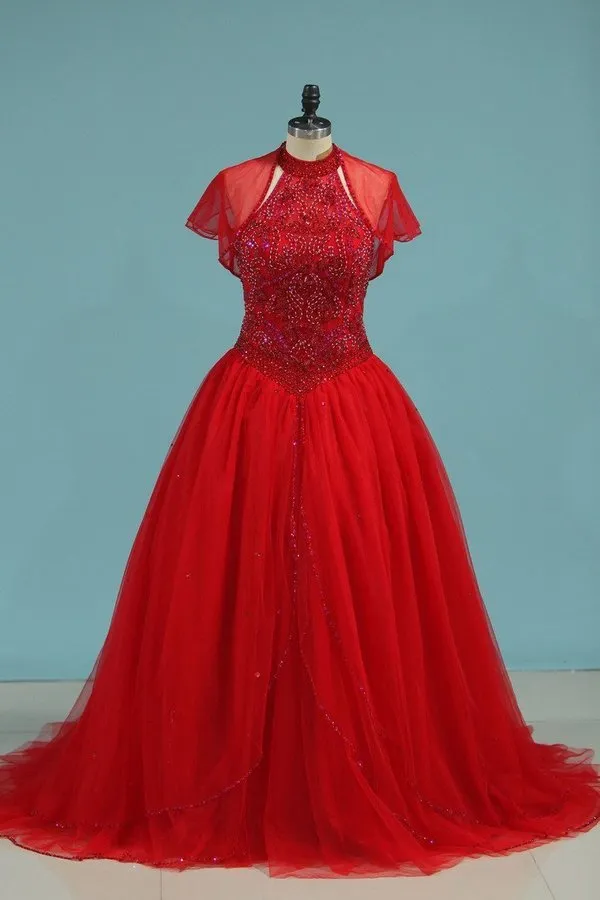 2024 High Neck Quinceanera Dresses Ball Gown With Beading PG871NXB