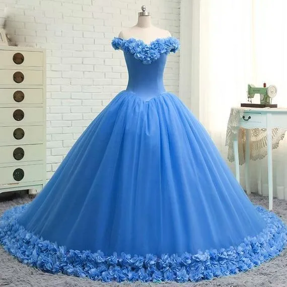 3D Flower Quinceanera Dresses Cinderella Ball Gowns VW1040