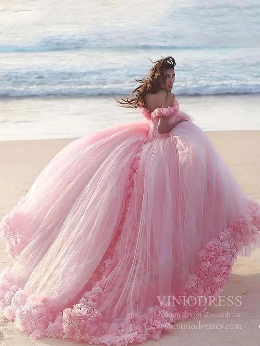 3D Flower Quinceanera Dresses Cinderella Ball Gowns VW1040