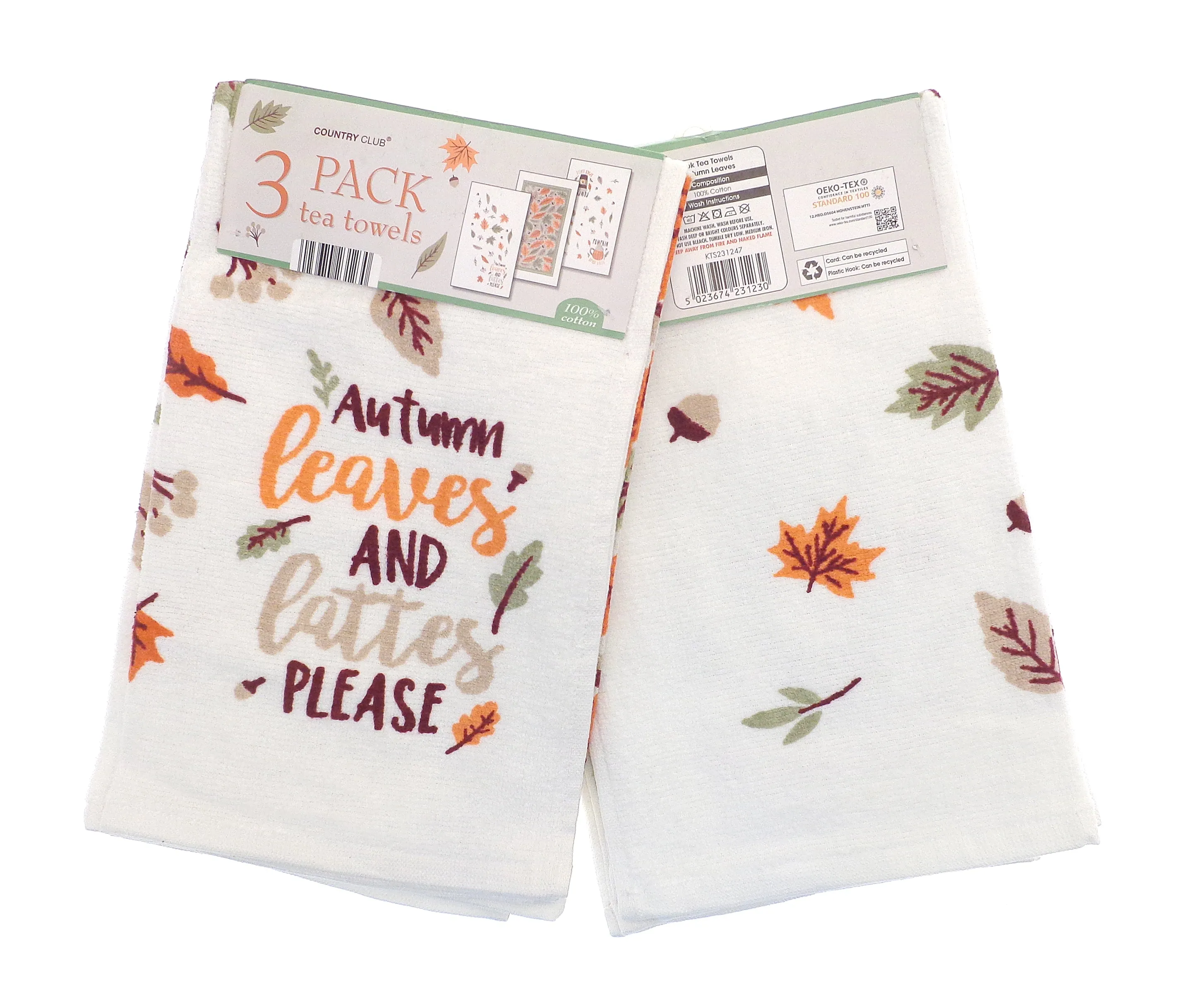 3pk Autumn Leaves Tea Towels