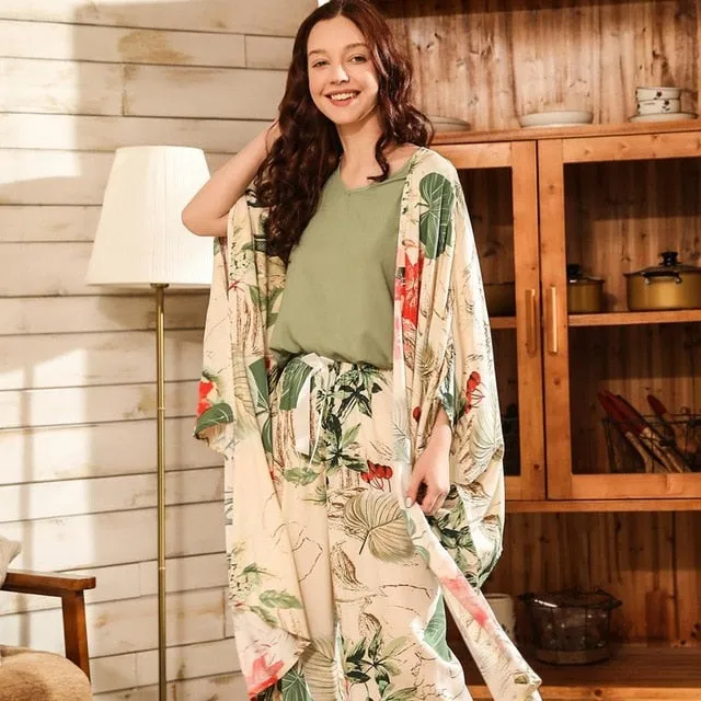 4 Pieces  Soft Autumn Winter Women Pajamas Sets