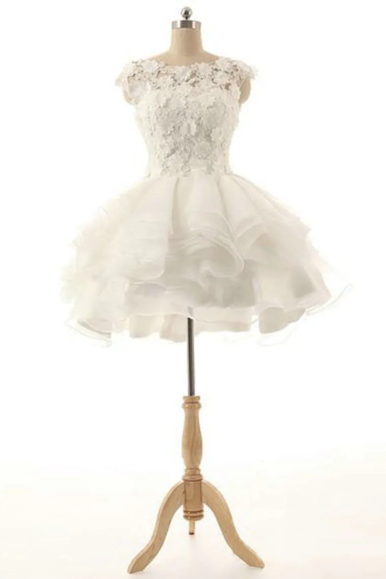 A Line Homecoming Dresses Scoop Organza With Handmade Flowers