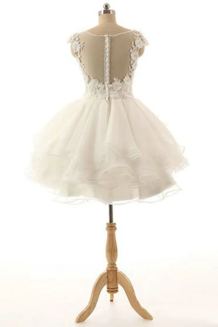 A Line Homecoming Dresses Scoop Organza With Handmade Flowers