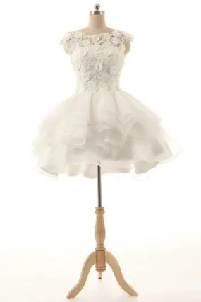 A Line Homecoming Dresses Scoop Organza With Handmade Flowers