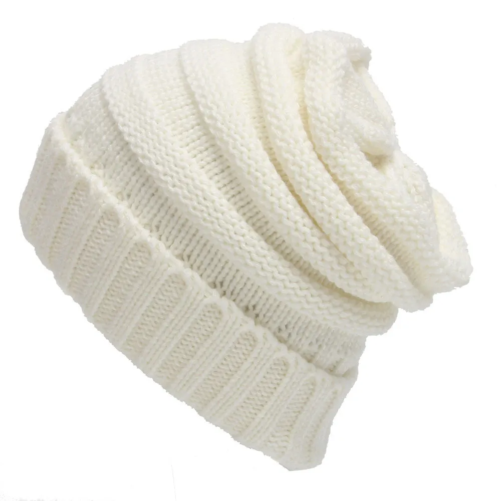 Adult Autumn and Winter Solid Color Hat Flap Knit Pullover Cap