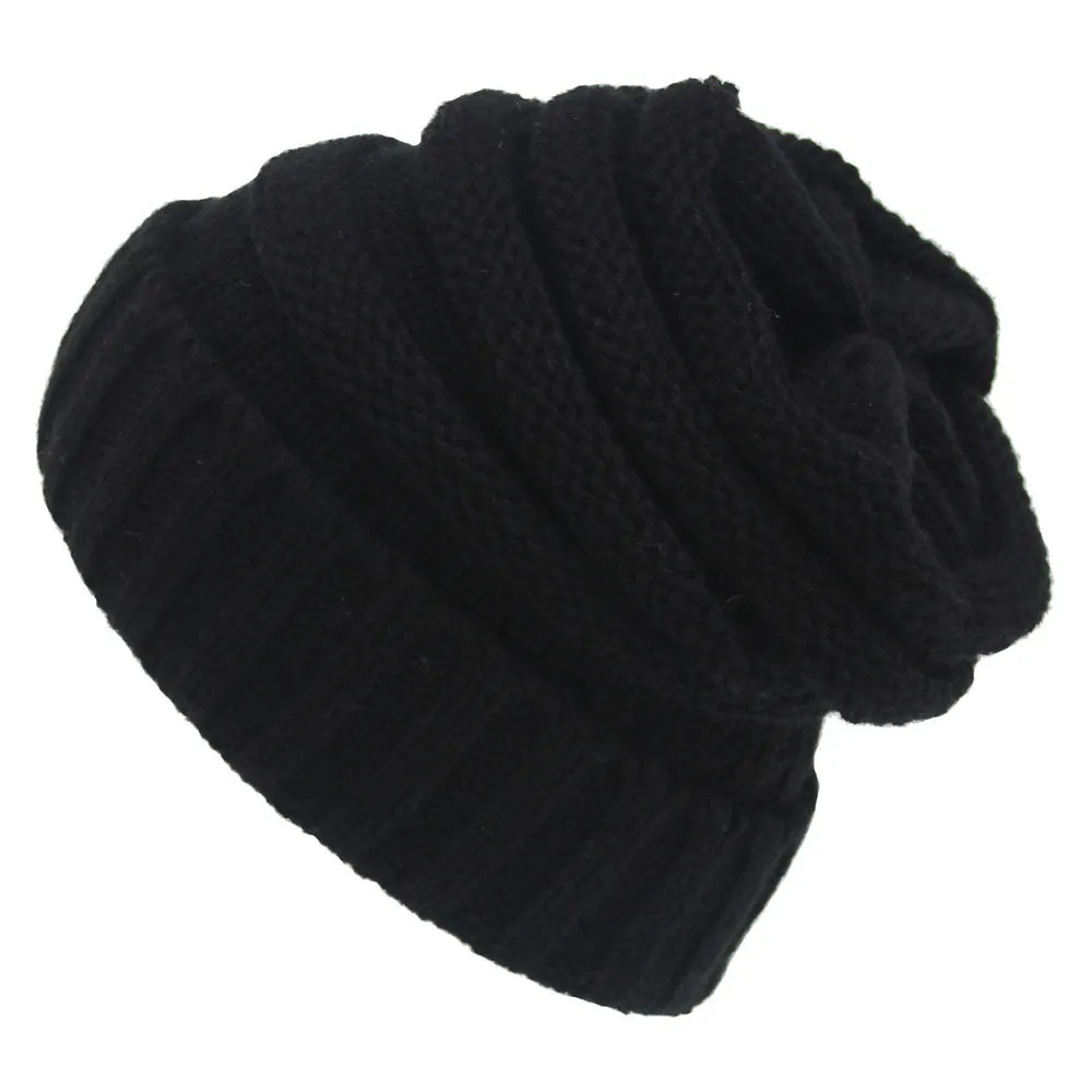 Adult Autumn and Winter Solid Color Hat Flap Knit Pullover Cap