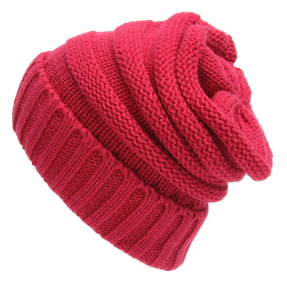 Adult Autumn and Winter Solid Color Hat Flap Knit Pullover Cap