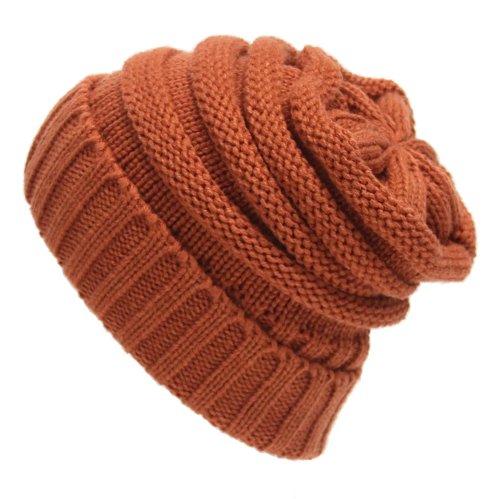 Adult Autumn and Winter Solid Color Hat Flap Knit Pullover Cap