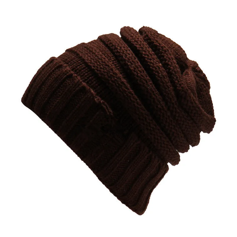 Adult Autumn and Winter Solid Color Hat Flap Knit Pullover Cap