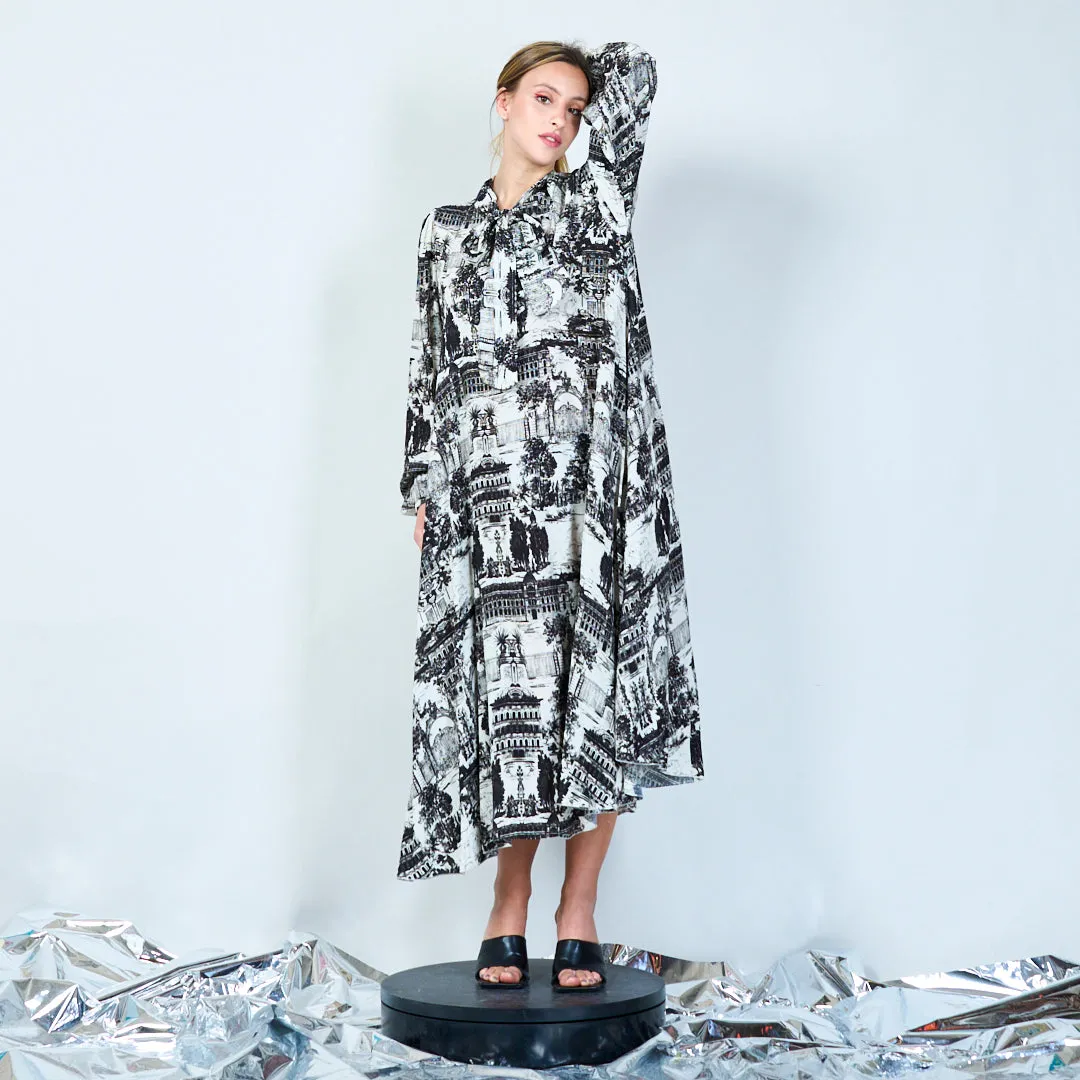 Architectural print midi dress wholesale