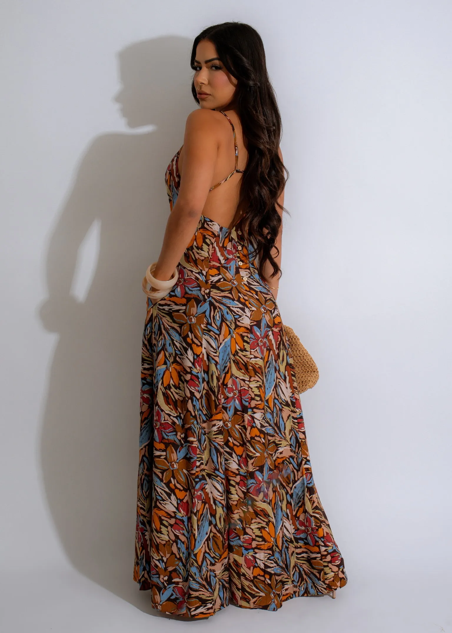 Autumn Breeze Maxi Dress Brown