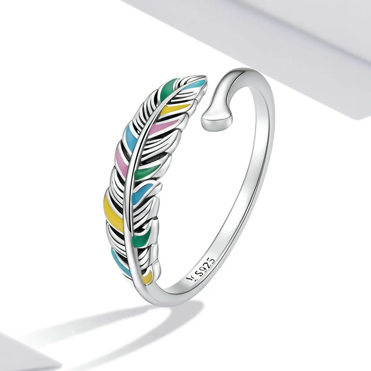 Autumn Feather Bypass Ring Sterling Silver