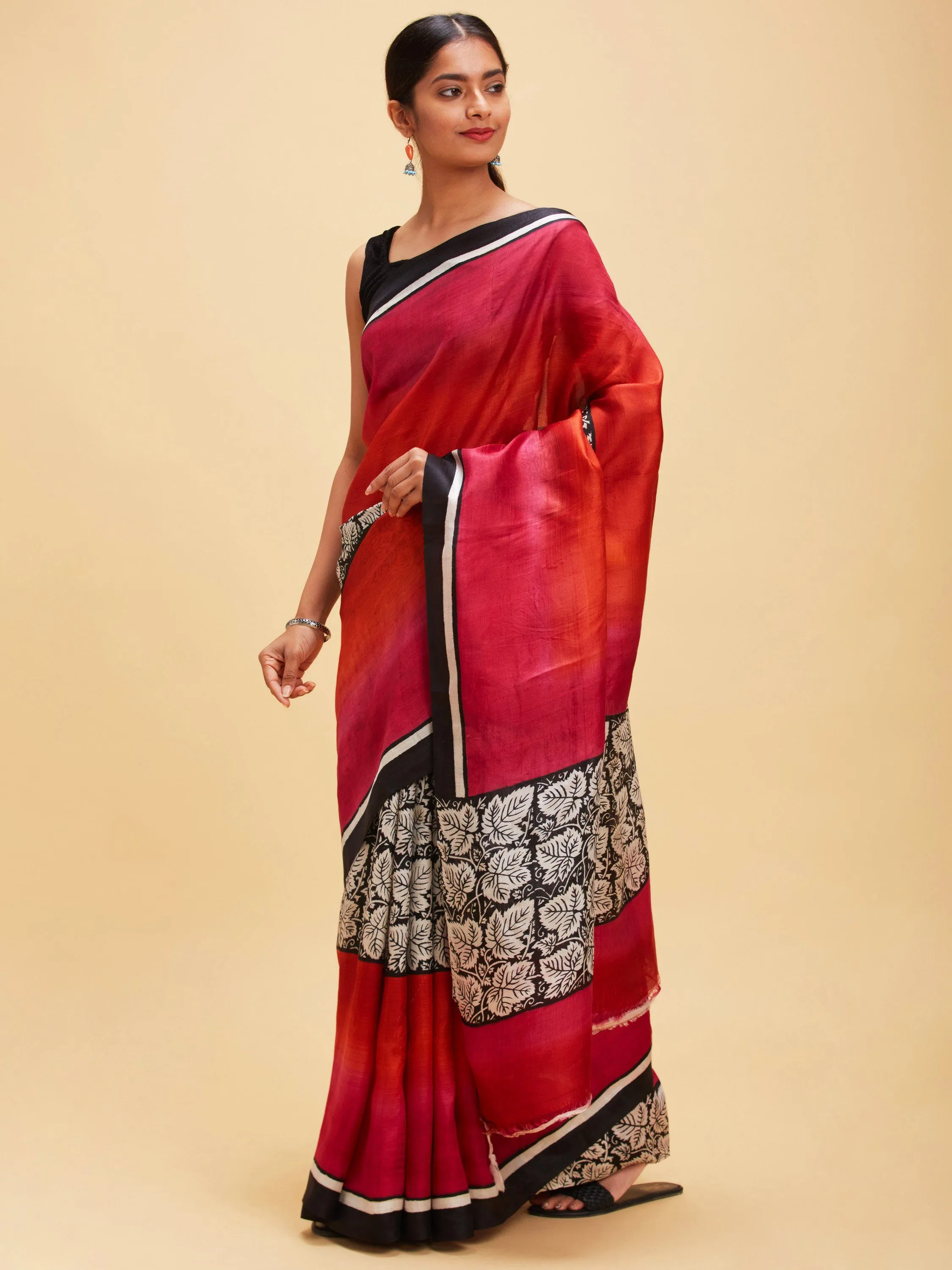 Autumn inspired pure silk saree