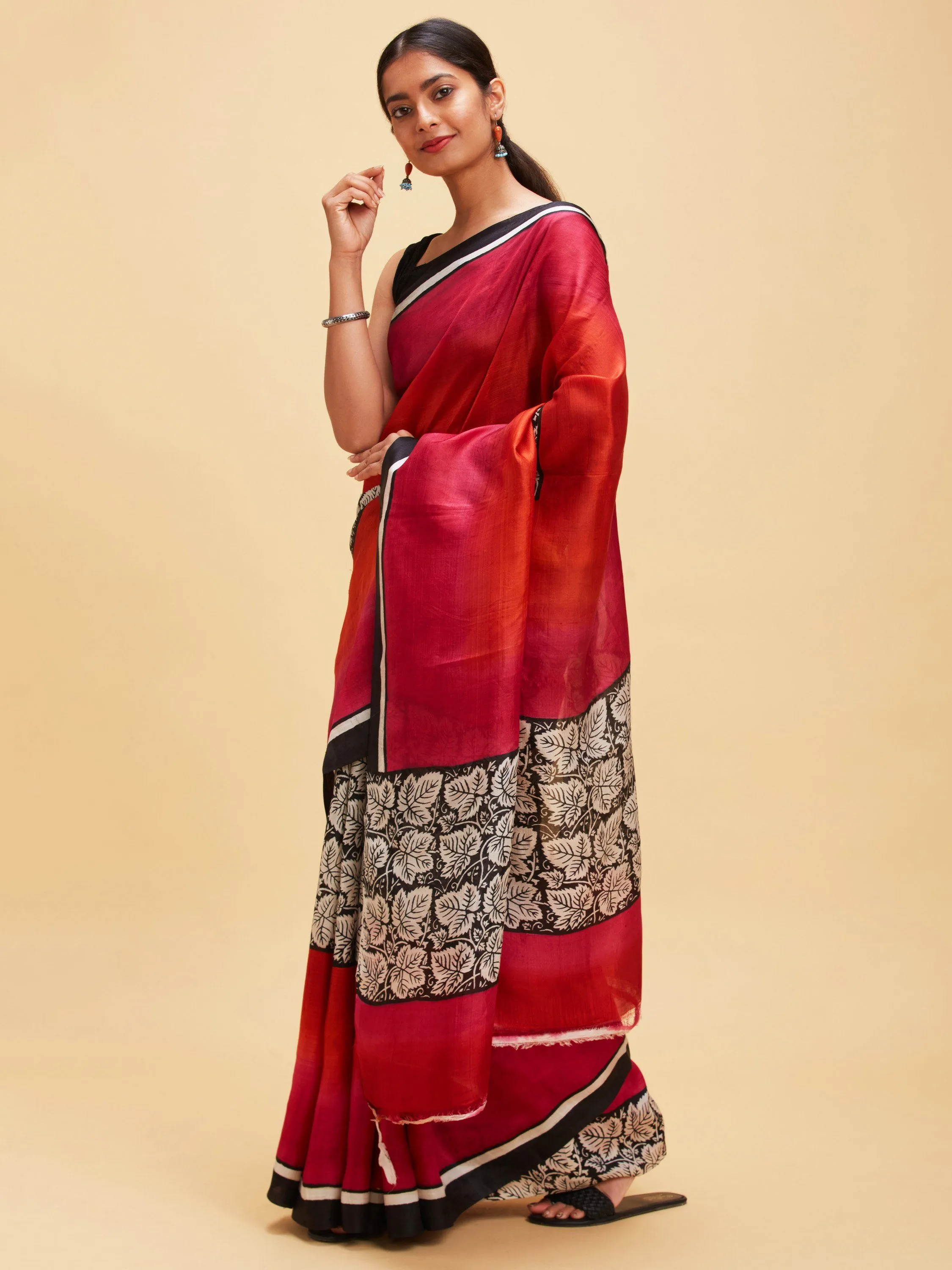 Autumn inspired pure silk saree