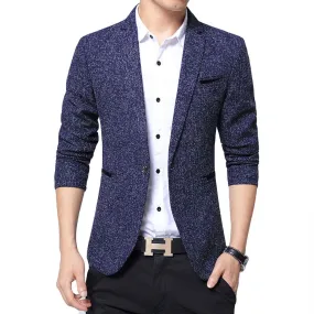 Autumn Men's Casual One Button Jacket Blue