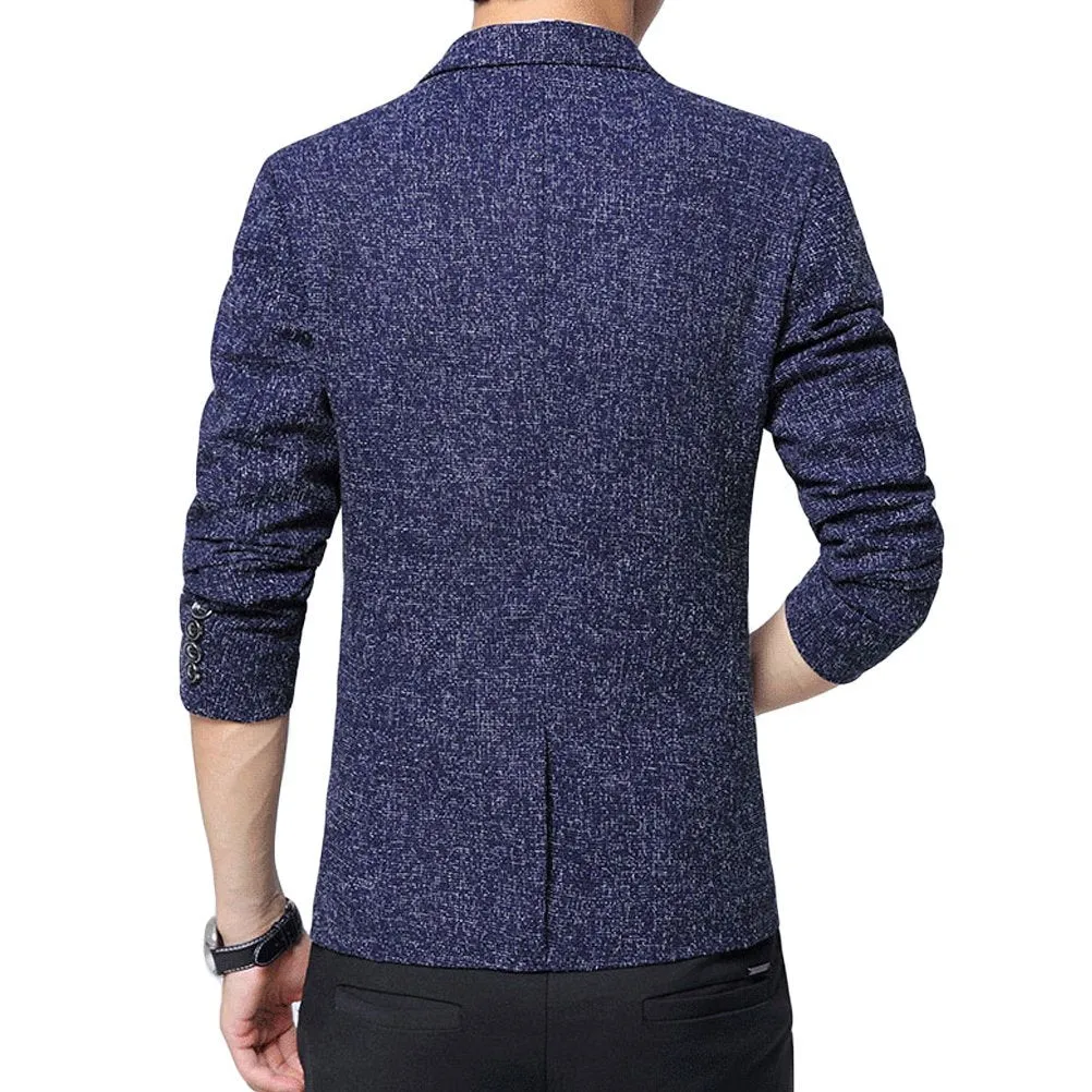 Autumn Men's Casual One Button Jacket Blue