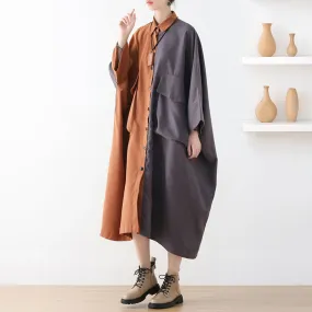 Autumn Retro Color Matching Loose Dress