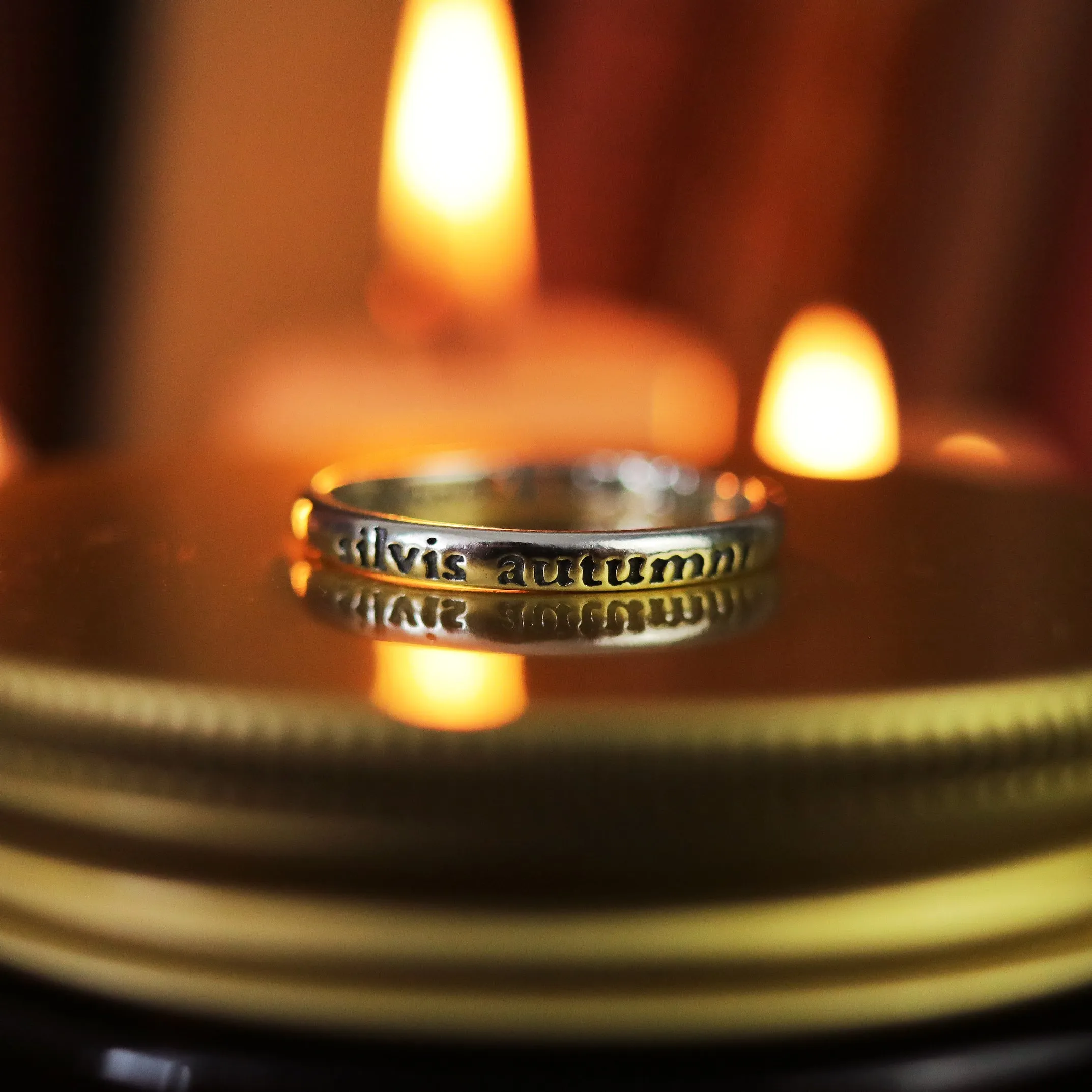 “Autumn Woodlands” Latin Text Ring