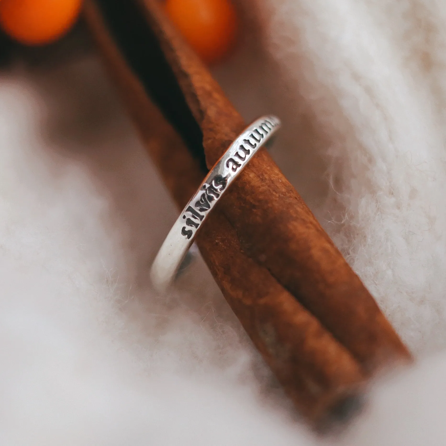 “Autumn Woodlands” Latin Text Ring