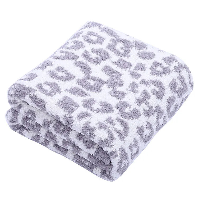 Baby Leopard Print Suede Jacquard Knitted Blanket