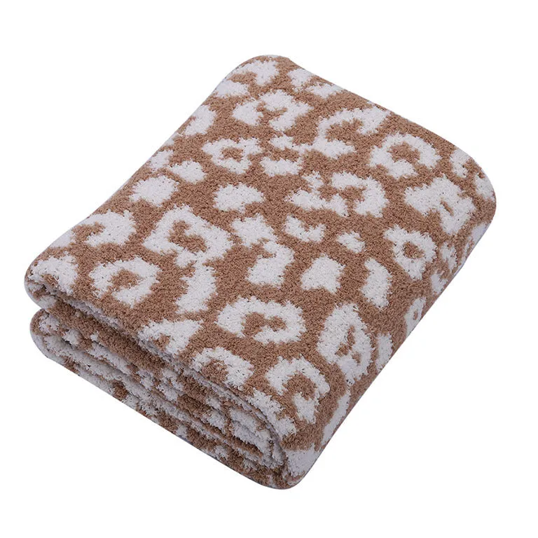 Baby Leopard Print Suede Jacquard Knitted Blanket