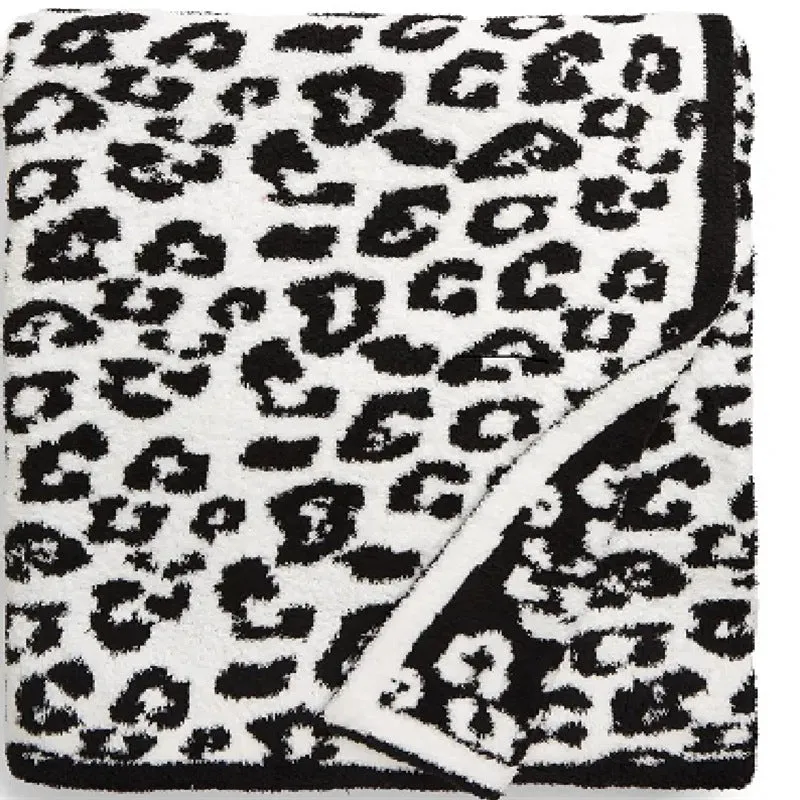 Baby Leopard Print Suede Jacquard Knitted Blanket