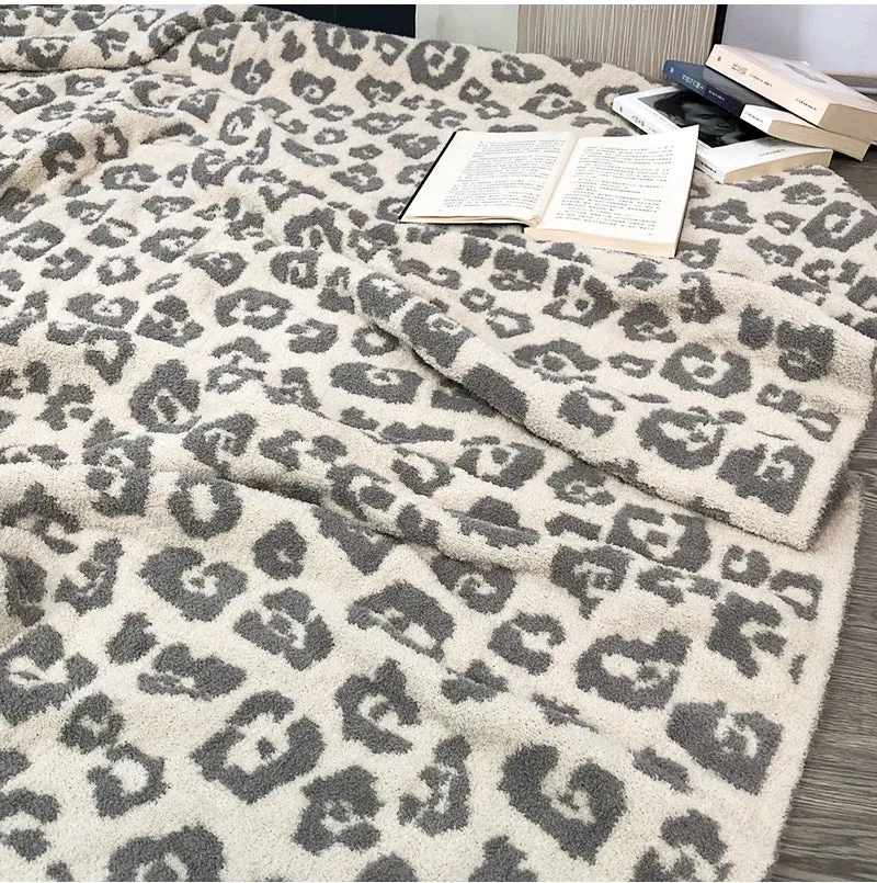 Baby Leopard Print Suede Jacquard Knitted Blanket