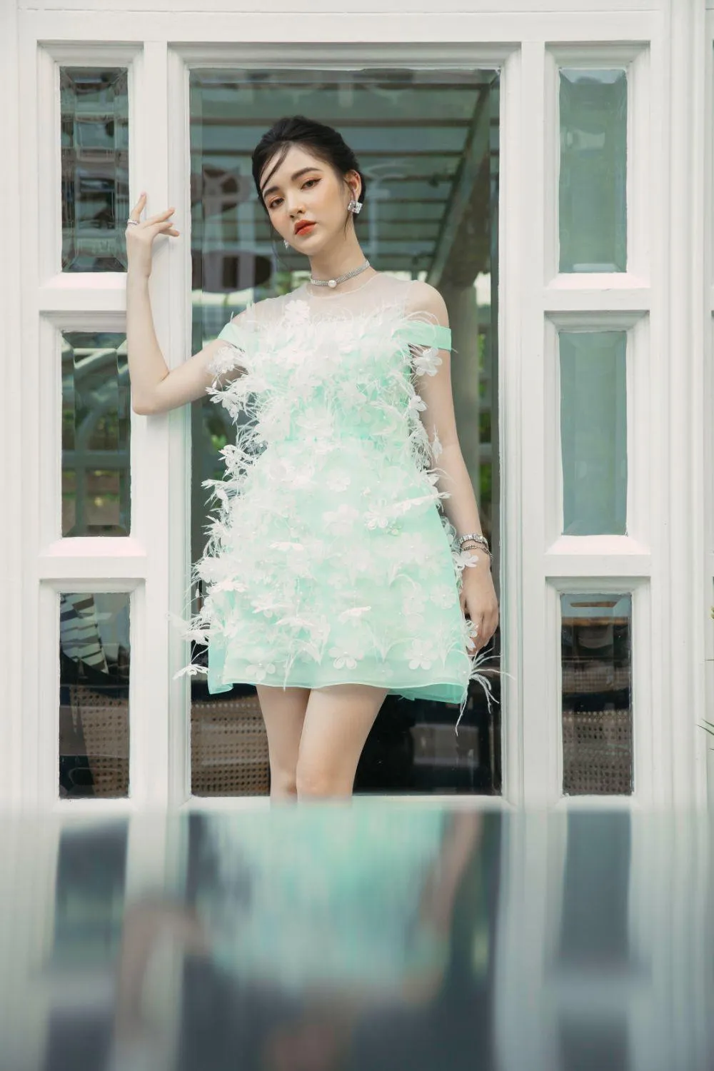 Bautista A-line Off-Shoulder Organza Mini Dress