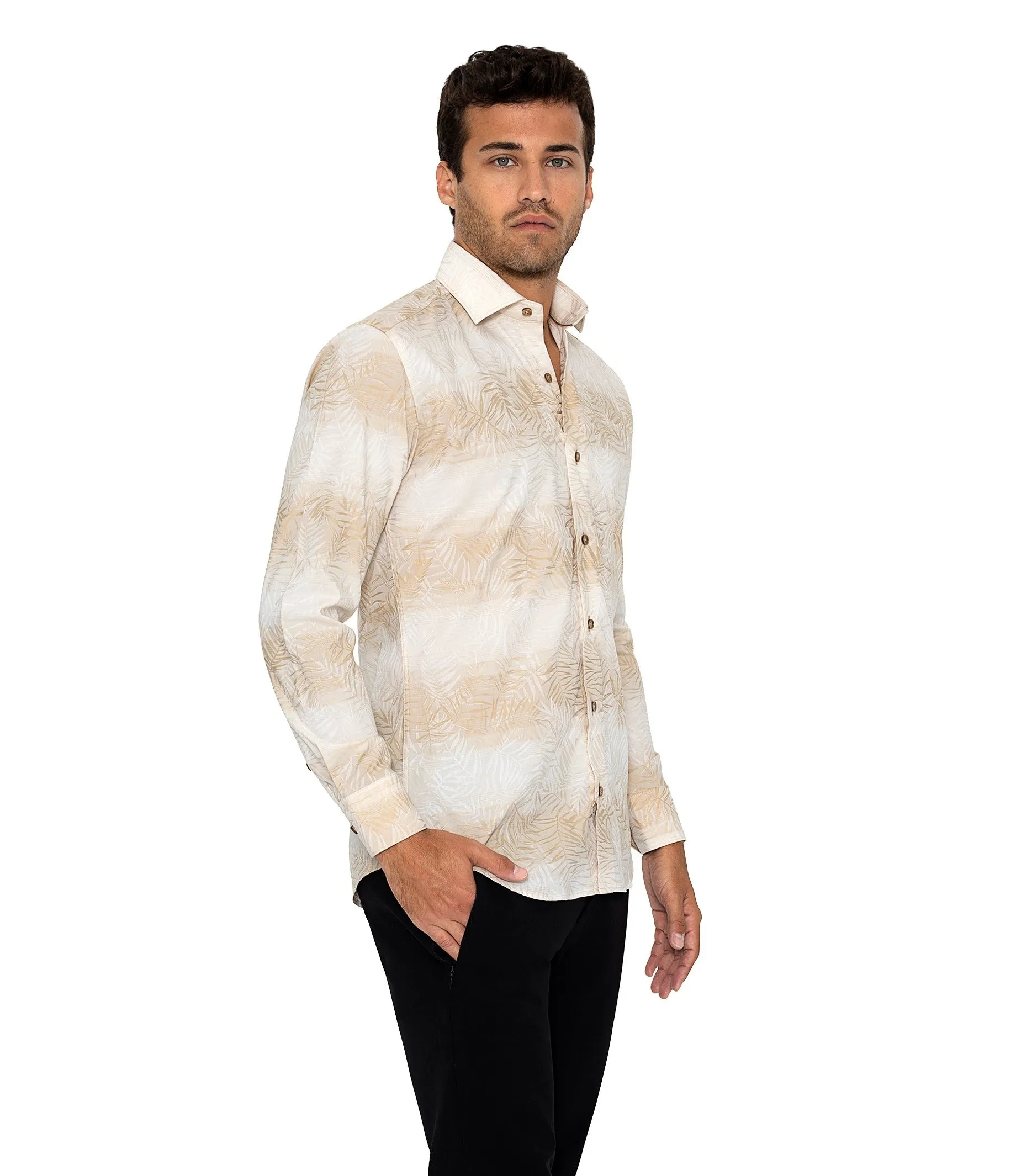 Bertigo Short-Sleeve Shirt | Johnny Tan Leaf Shirt