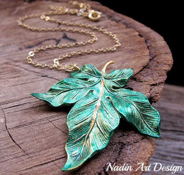 Big Maple Leaf Pendant Autumn Necklace