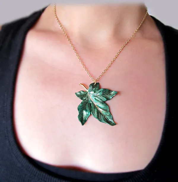 Big Maple Leaf Pendant Autumn Necklace