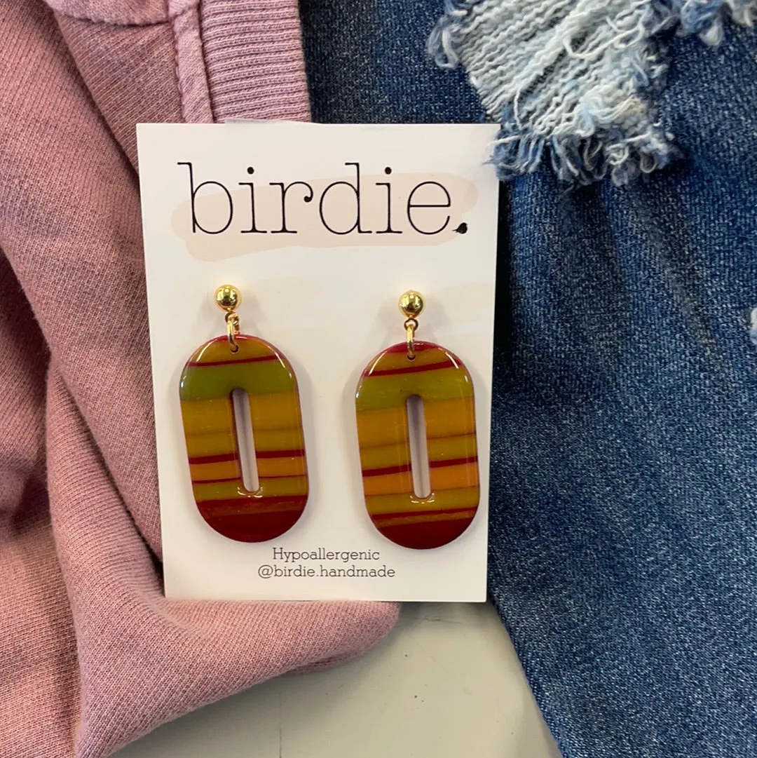 Birdie Autumn Glossy Oval Earrings