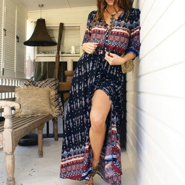 Boho Style Split Summer Dress