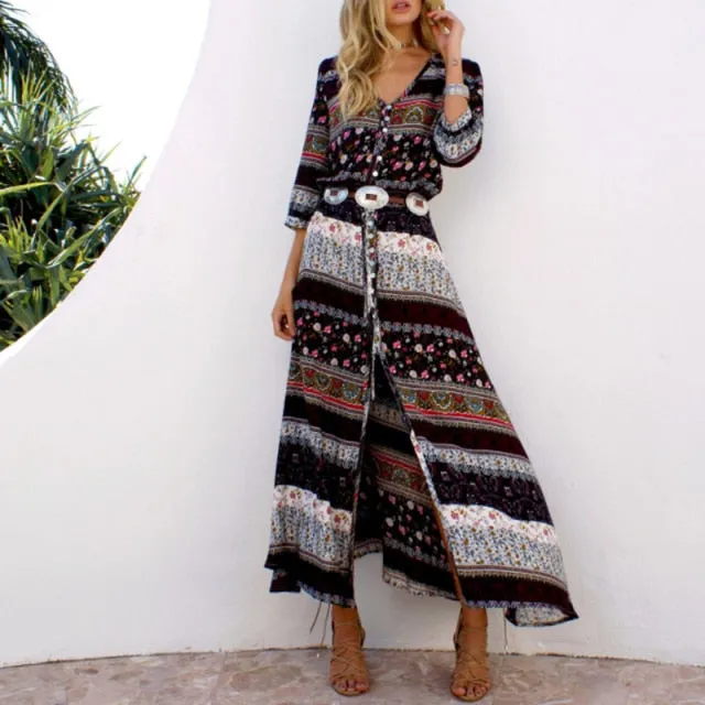 Boho Style Split Summer Dress