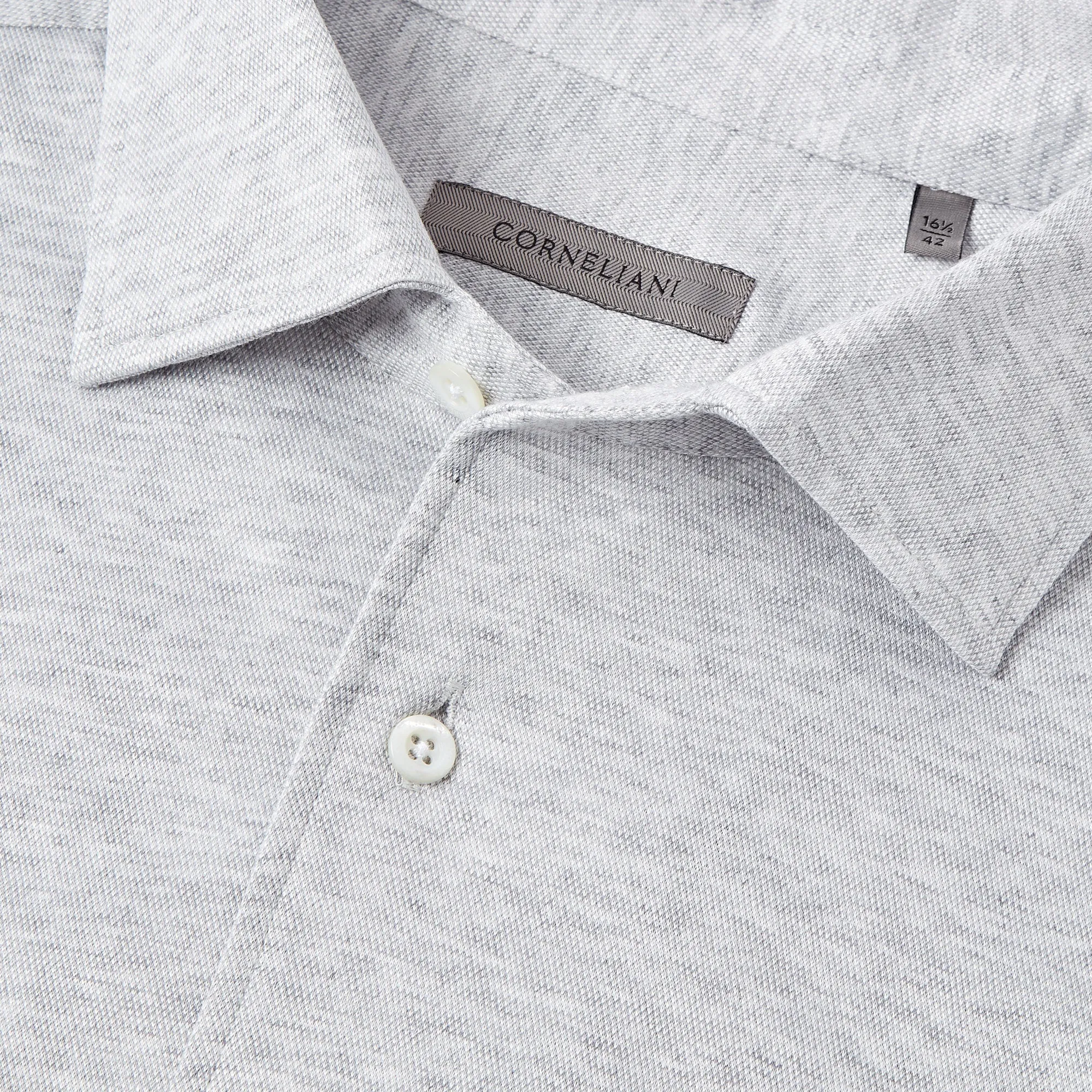 Corneliani Cotton & Silk Long Sleeve Jersey Shirt (Grey Marl)