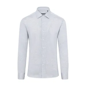 Corneliani Cotton & Silk Long Sleeve Jersey Shirt (Grey Marl)