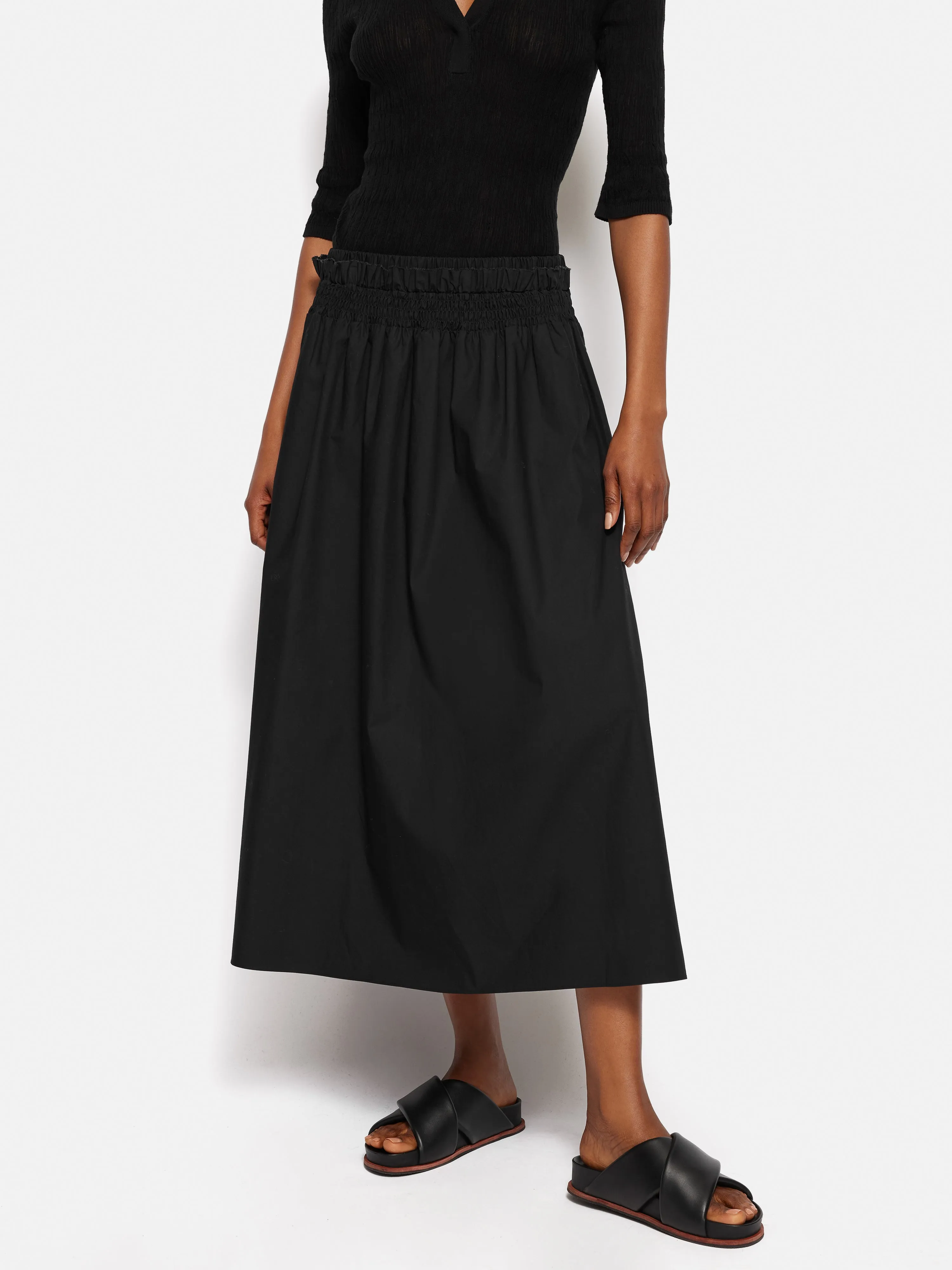 Cotton Poplin Skirt | Black