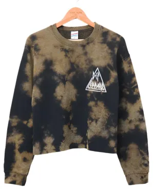 Def Leopard Tie Dyed Crop Sweat Shirt by Junk Food Black