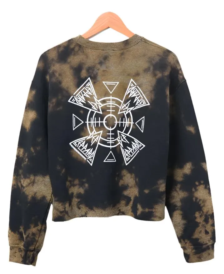 Def Leopard Tie Dyed Crop Sweat Shirt by Junk Food Black