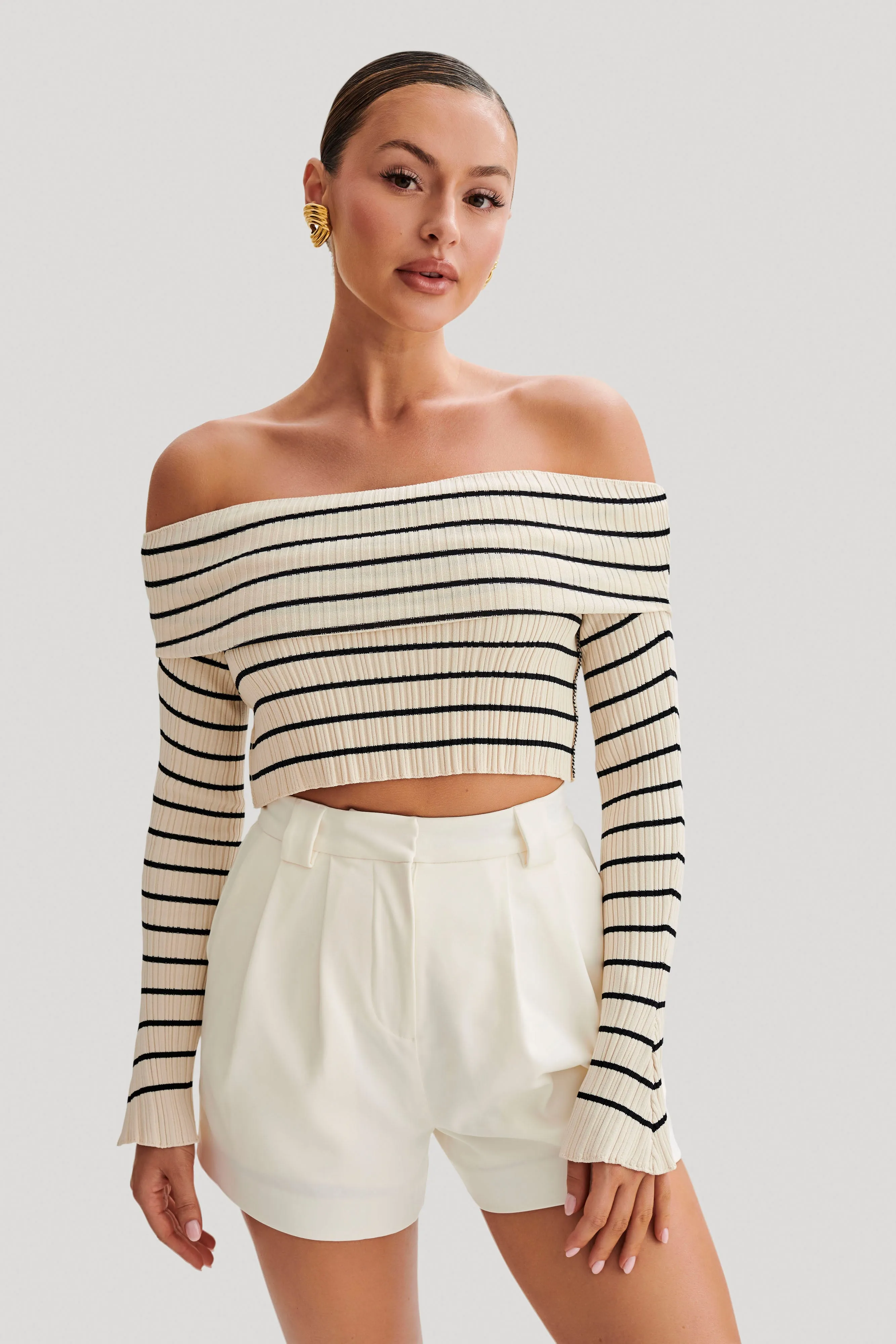 Dominica Off Shoulder Knit Top - Ivory