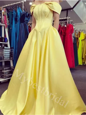 Elegant Off-shoulder Sleeveless A-line Prom Dresses,PDS0945