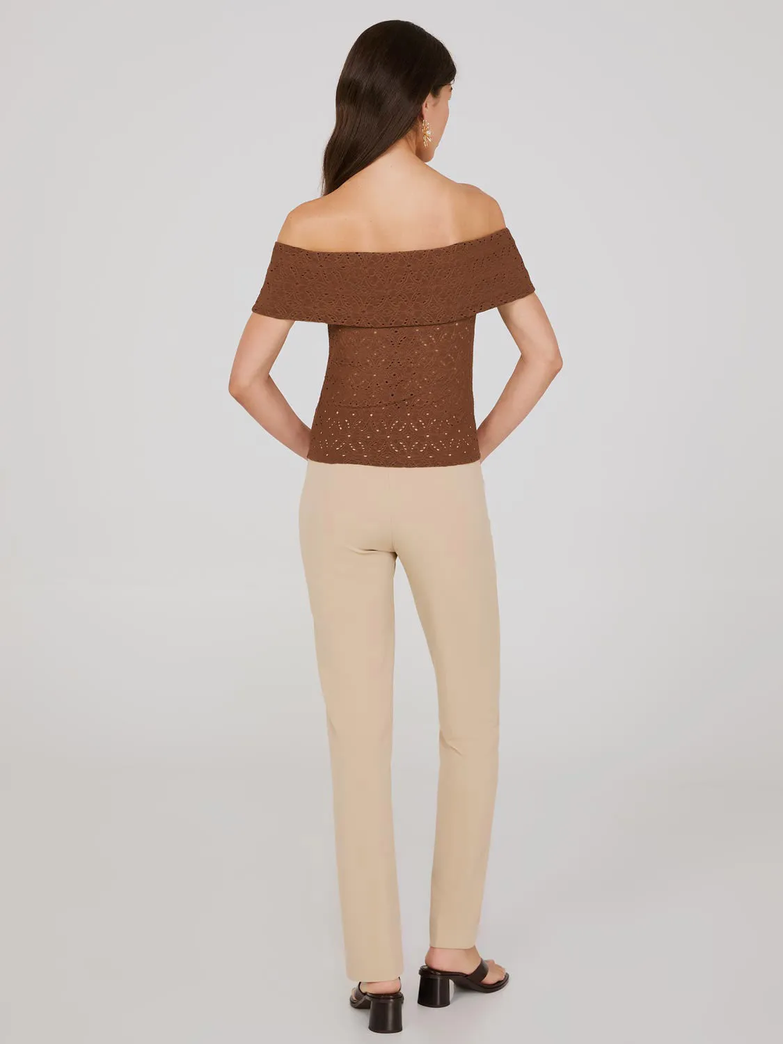 Eyelet Jacquard Off-The-Shoulder Top