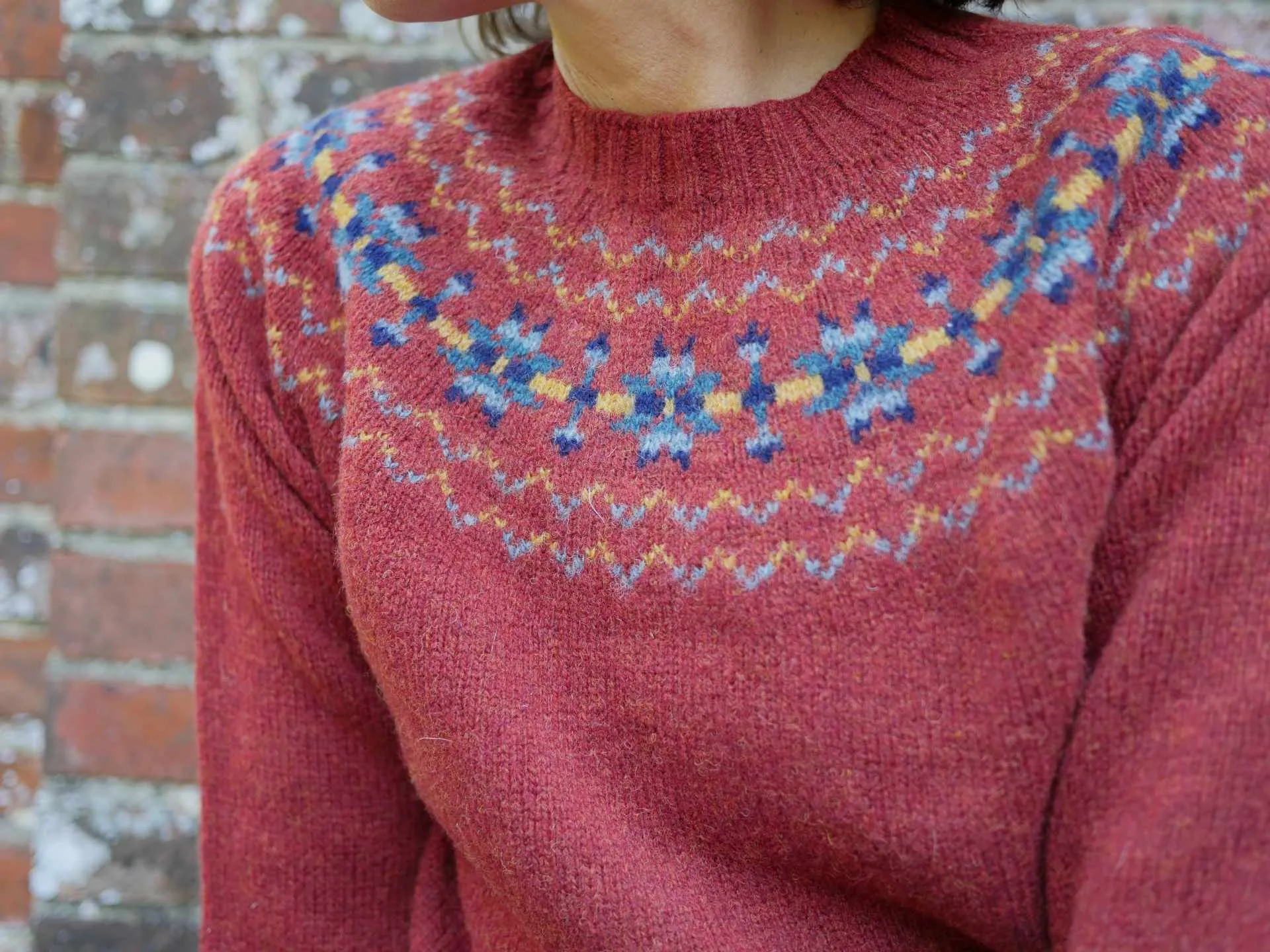 Fair Isle Crew Neck Jumper - Autumn Berry