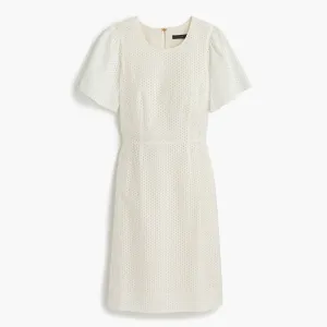 Flutter-sleeve dress in eyelet