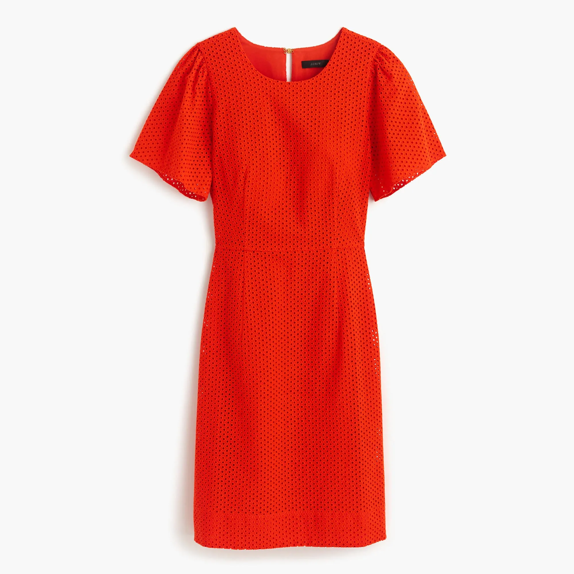 Flutter-sleeve dress in eyelet