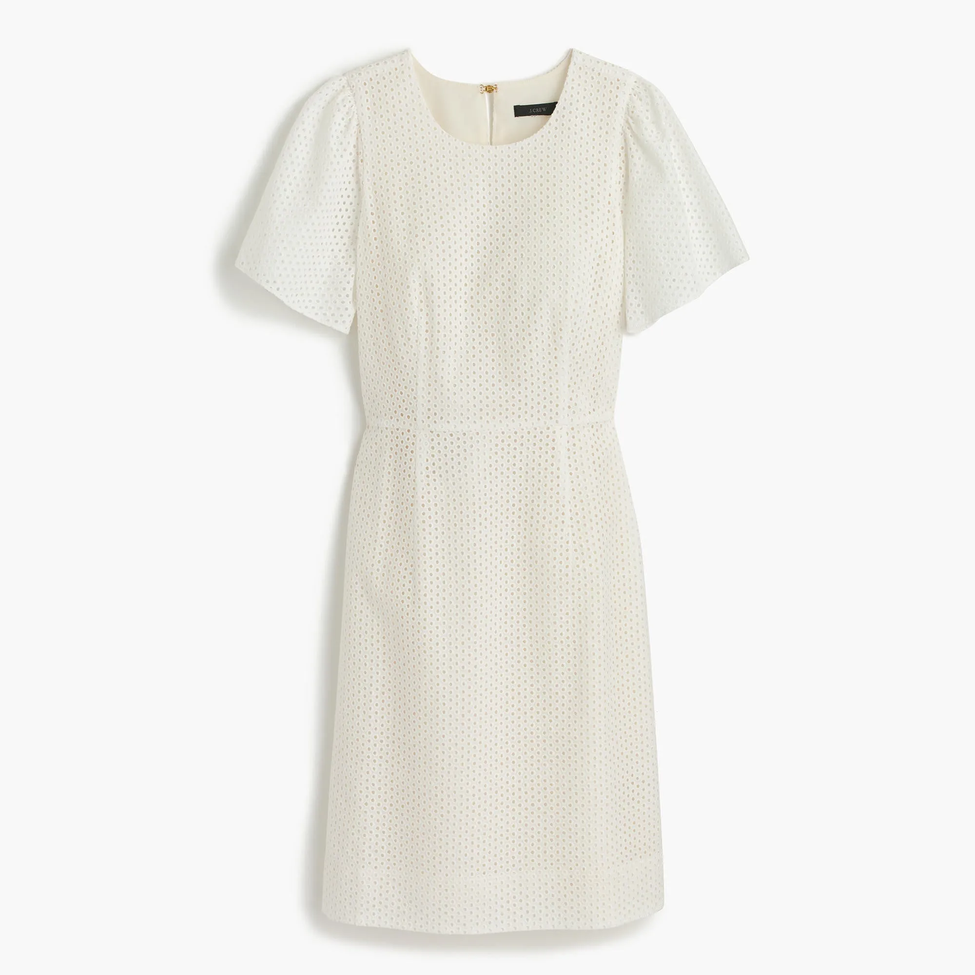 Flutter-sleeve dress in eyelet