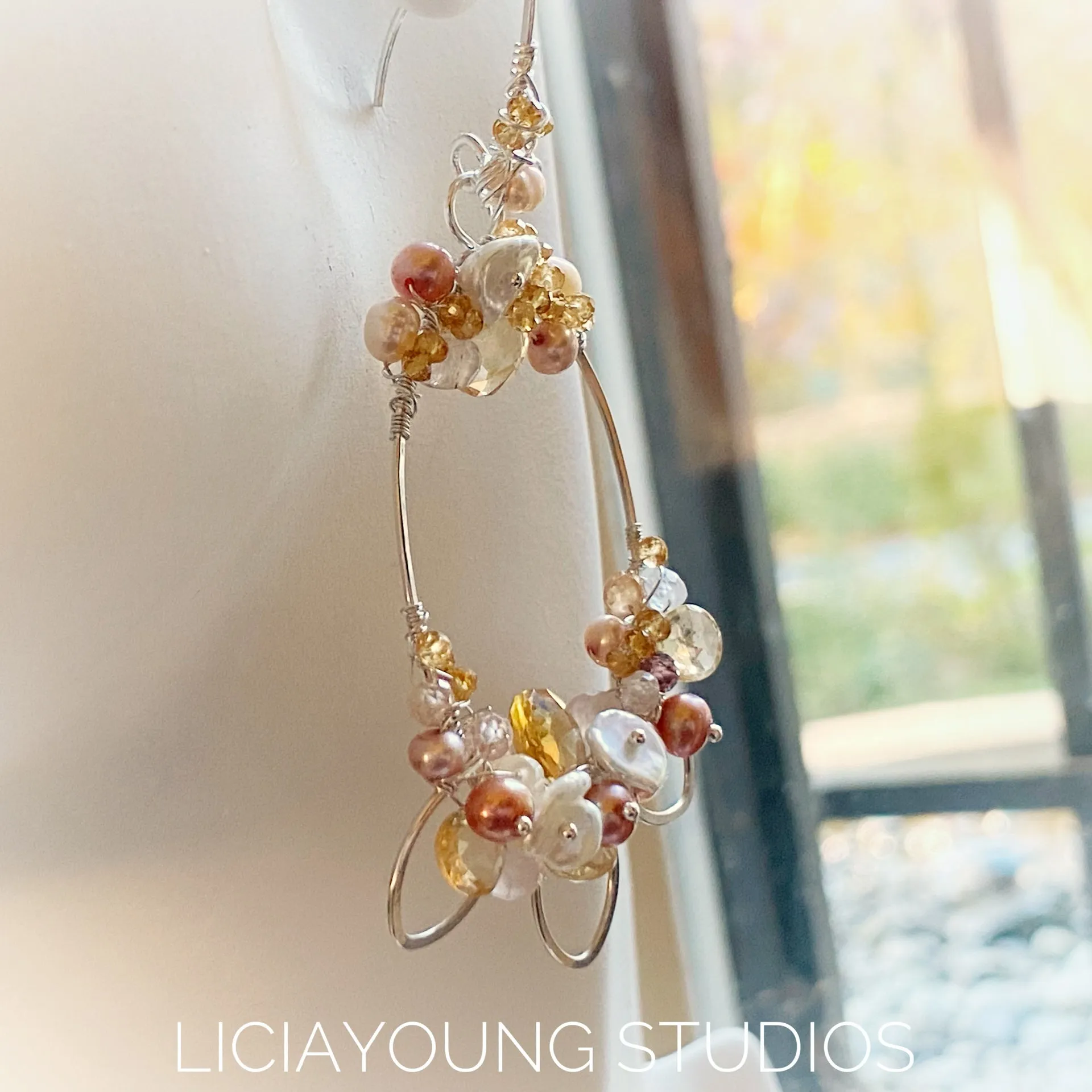 Golden autumn bouquet earrings