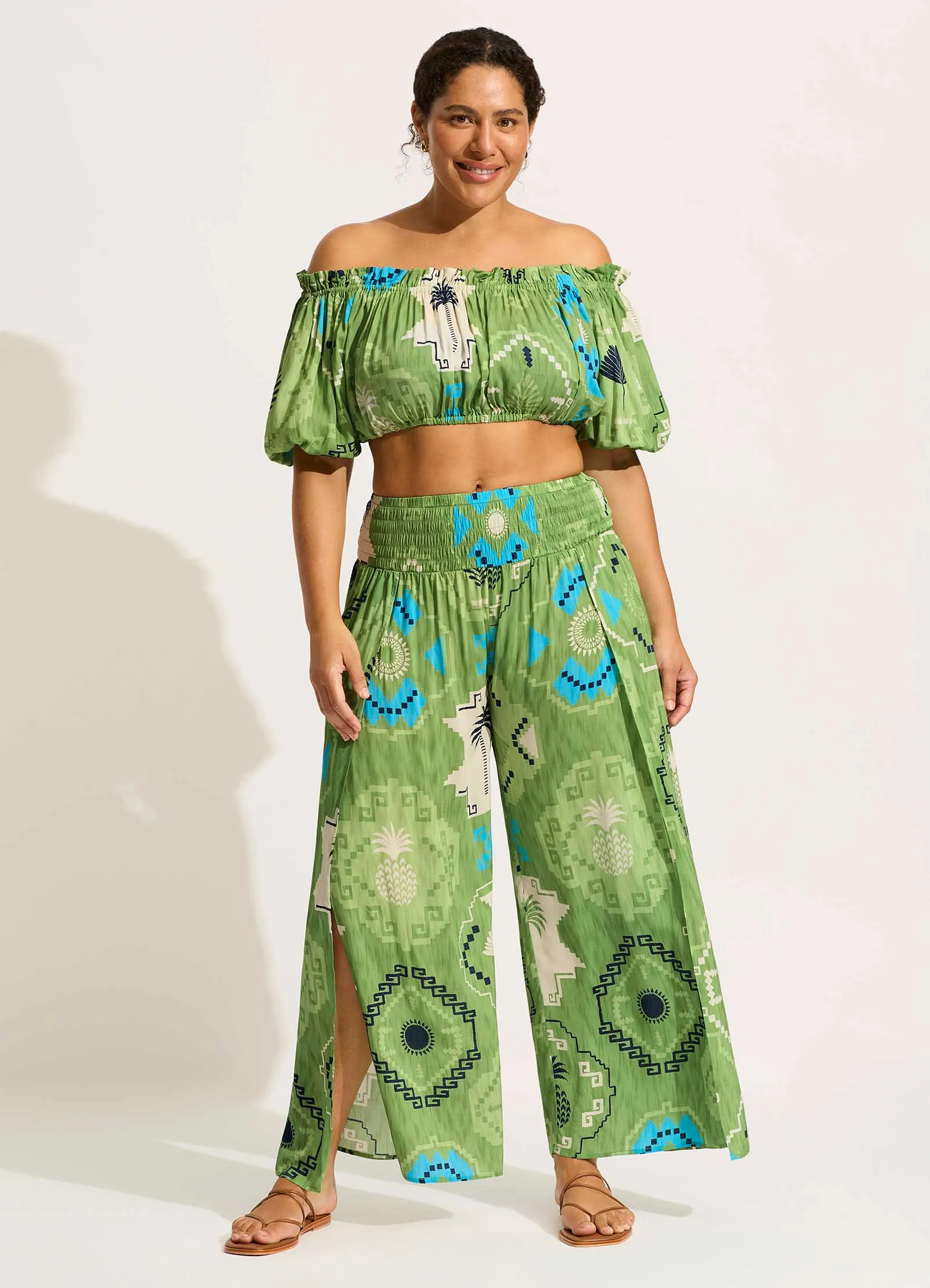 Kasbah Off Shoulder Top - Sage