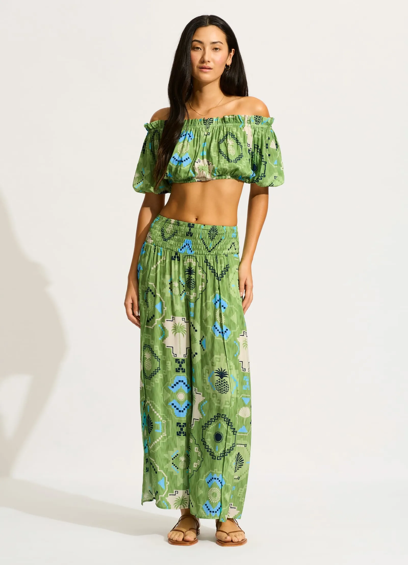 Kasbah Off Shoulder Top - Sage