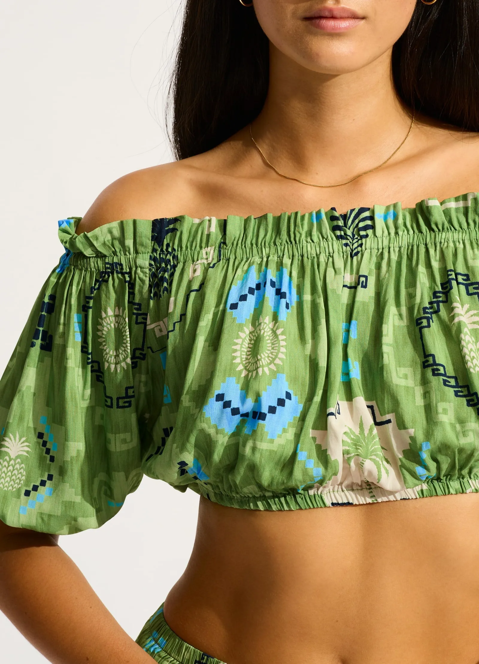 Kasbah Off Shoulder Top - Sage